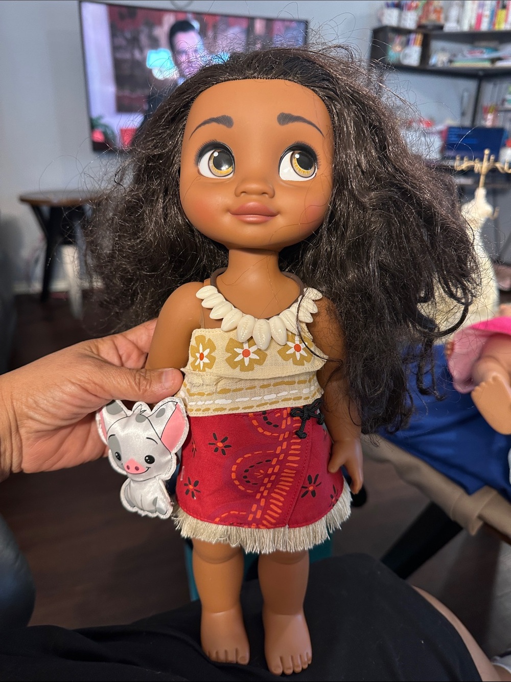 Disney Baby Moana Doll with Red Skirt and Cream Shell Necklace